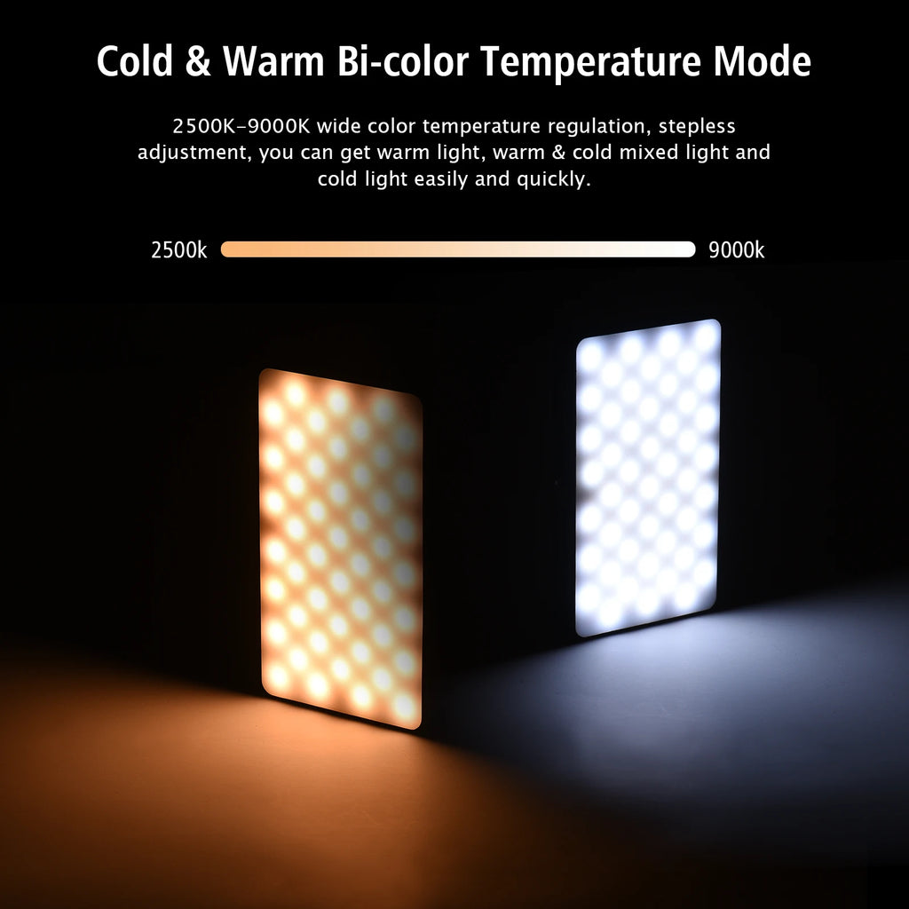 Luz LED Andoer CRI95+ 2500K-9000K Regulable W140 RGB para Video, Recargable, con Pantalla LCD para Vlog