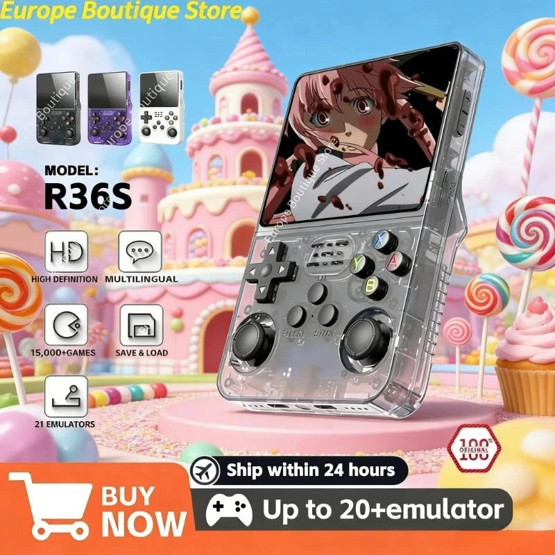 Consola de Juegos Portátil Retro R36S, Pantalla IPS de 3.5 Pulgadas, 64GB o 128GB