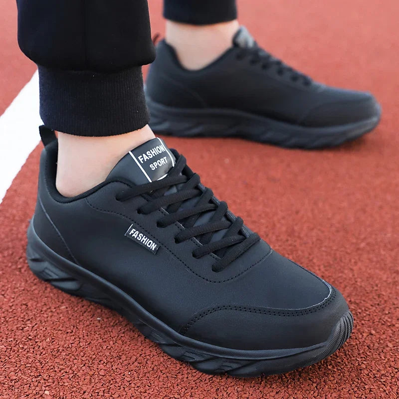 YRZL Zapatillas para correr Zapatillas de deporte de cuero artificial impermeables Zapatos deportivos al aire libre Hombres Zapatillas casuales ligeras para caminar para hombres