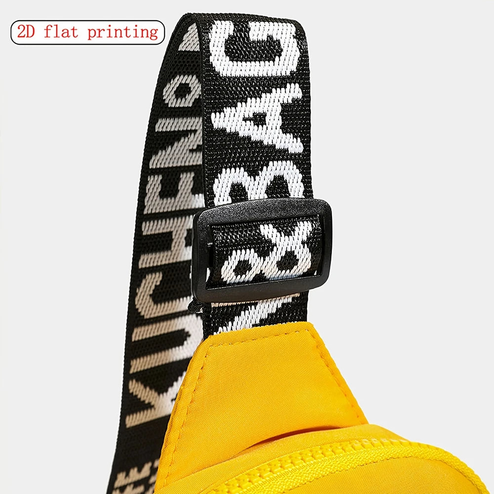 Bolso de pecho a la moda para hombre, color sólido, con estampado 2D de Music Boy, adecuado para desplazamientos diarios, viajes al aire libre, bolso para móvil, bolso de cintura