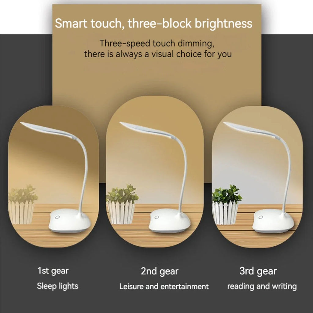 Lámpara LED de escritorio de lectura, lámpara de escritorio portátil, luz de mesa con carga USB, atenuación táctil, aprendizaje de protección ocular, iluminación de habitación y oficina