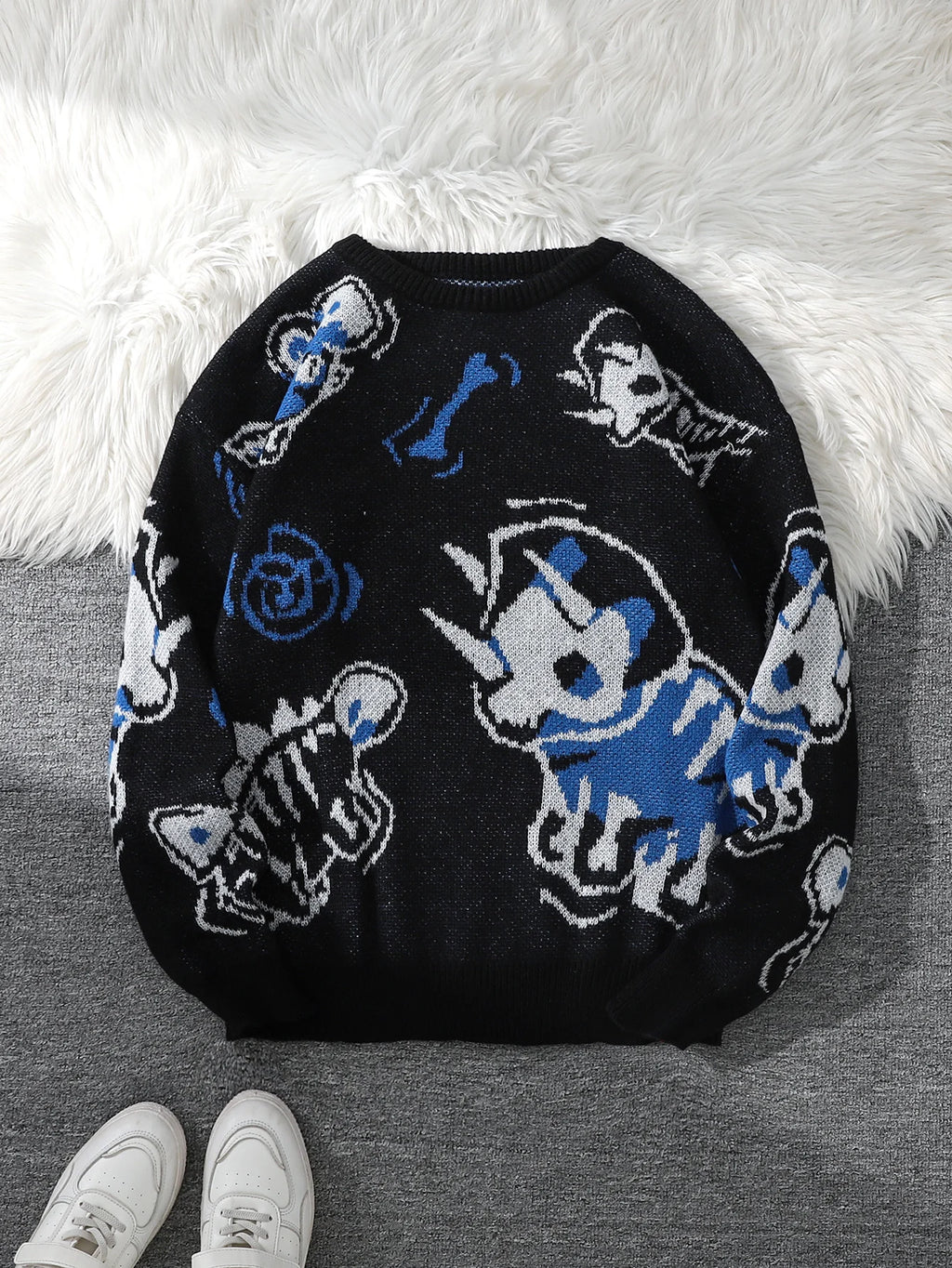Suéter de Punto Jacquard Dragon Roar, Cuello Redondo para Hombre