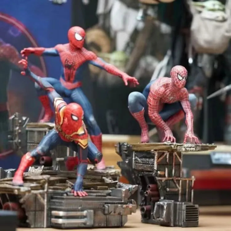 Juego de 3 figuras de acción de Spider-Man, estatuas de modelos coleccionables de Marvel para decoración de escritorio, regalo para fanáticos y coleccionistas