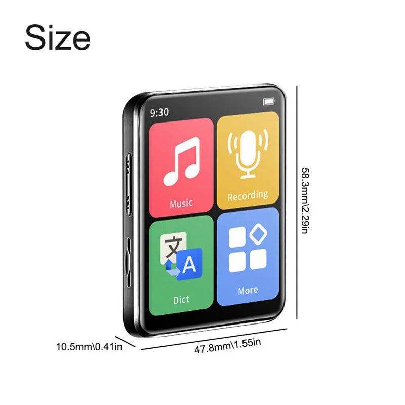 Reproductor MP3 portátil Bluetooth 5.0 con pantalla táctil y Radio FM