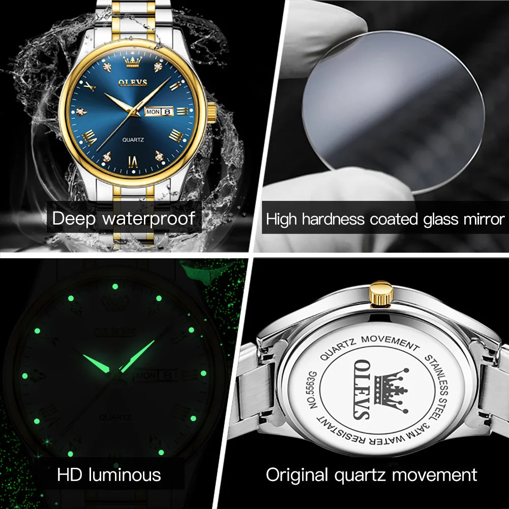 Reloj de Cuarzo OLEVS para Hombre Acero Inoxidable Luminoso