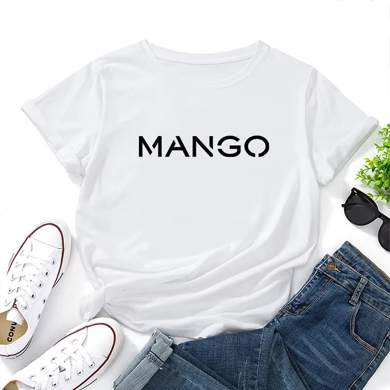 Camiseta de Algodón de Manga Corta para Mujer