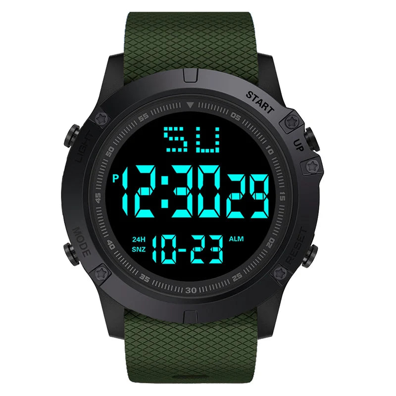 Relojes deportivos para hombre, esfera negra, reloj deportivo militar multifunción, reloj electrónico Digital LED resistente al agua para hombre y niño