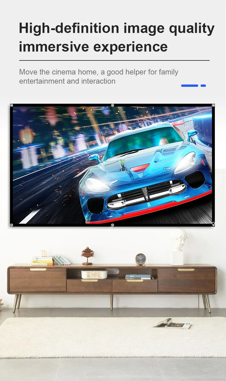Pantalla de proyector LEJIADA de 60-150 pulgadas, trituración de leche blanca, fondo negro, diseño sin arrugas, pantalla de proyección suave para interiores y exteriores