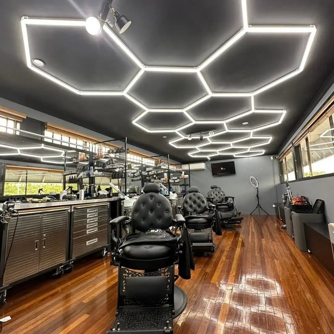 Luz LED hexagonal para garaje, 50000H, 6500K, ultrabrillante, para el hogar, gimnasio, barbería, detallado de coches, Bar, sótano, taller, iluminación de techo