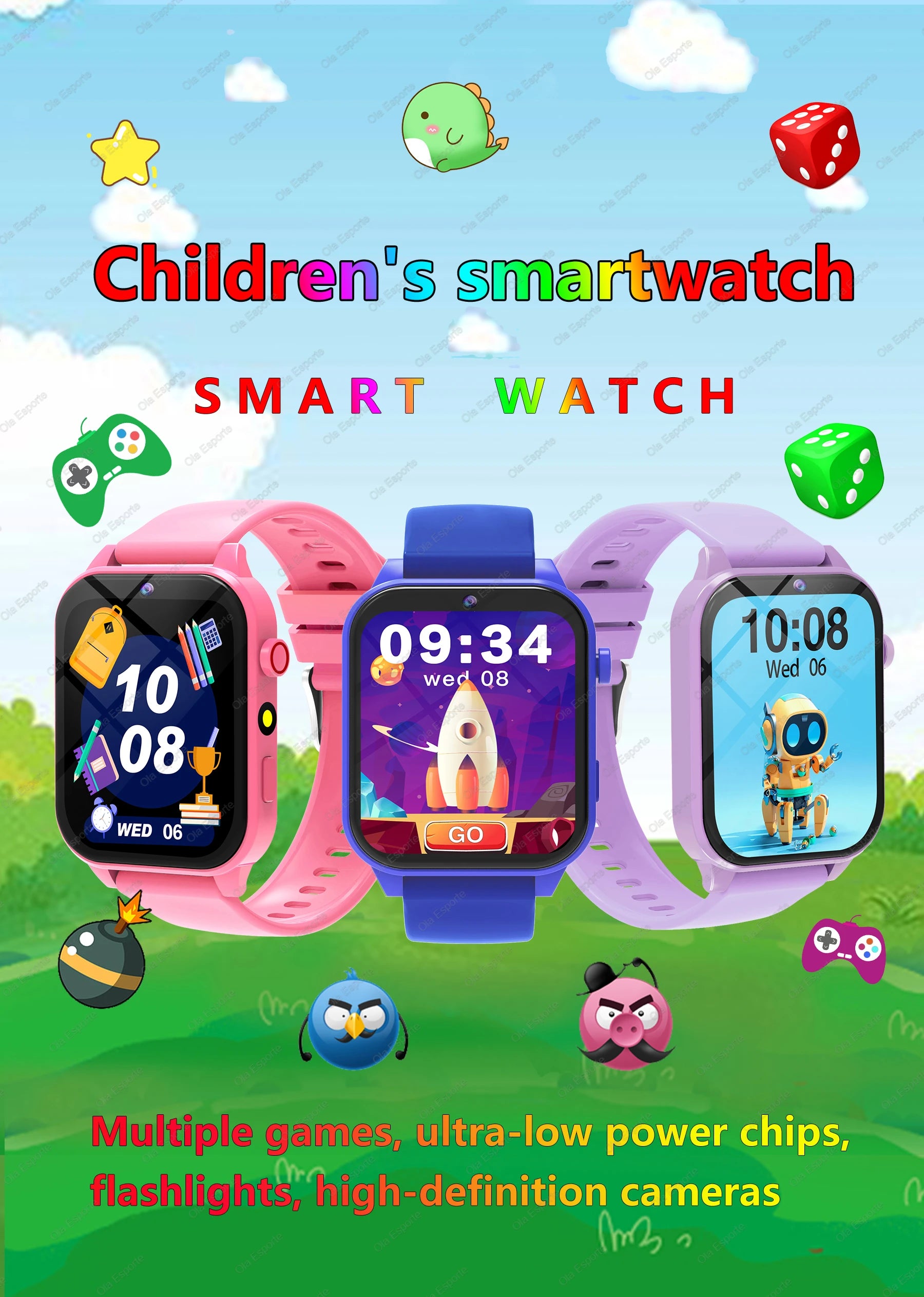 Reloj Inteligente Niños Cámara Juegos Linterna