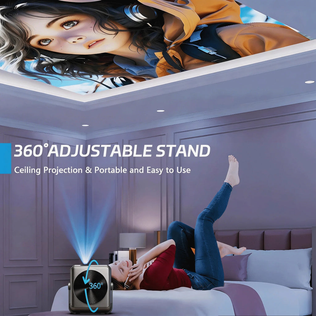 Nuevo Proyector PTZ A50 2026, Resolución Nativa 1080P, 360ANSI, Android Smart WiFi, Portátil, Cine en Casa, Proyector de Pared para Dormitorio