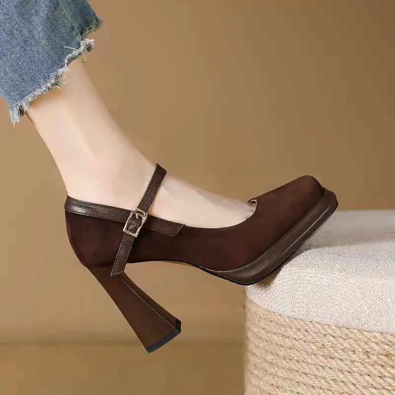 Zapatos de Tacón Alto con Plataforma para Mujer - Gamuza