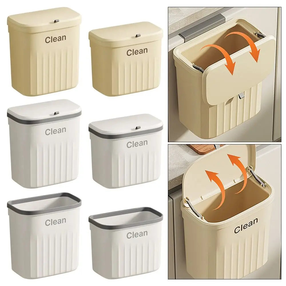 Cubo de compost para cocina con montaje bajo fregadero o en pared, con tapa