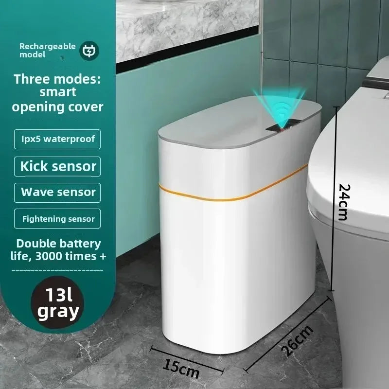 Bote de basura de inducción inteligente, sala de estar automática para el hogar, baño, nueva versión eléctrica, funda para cinturón de costura