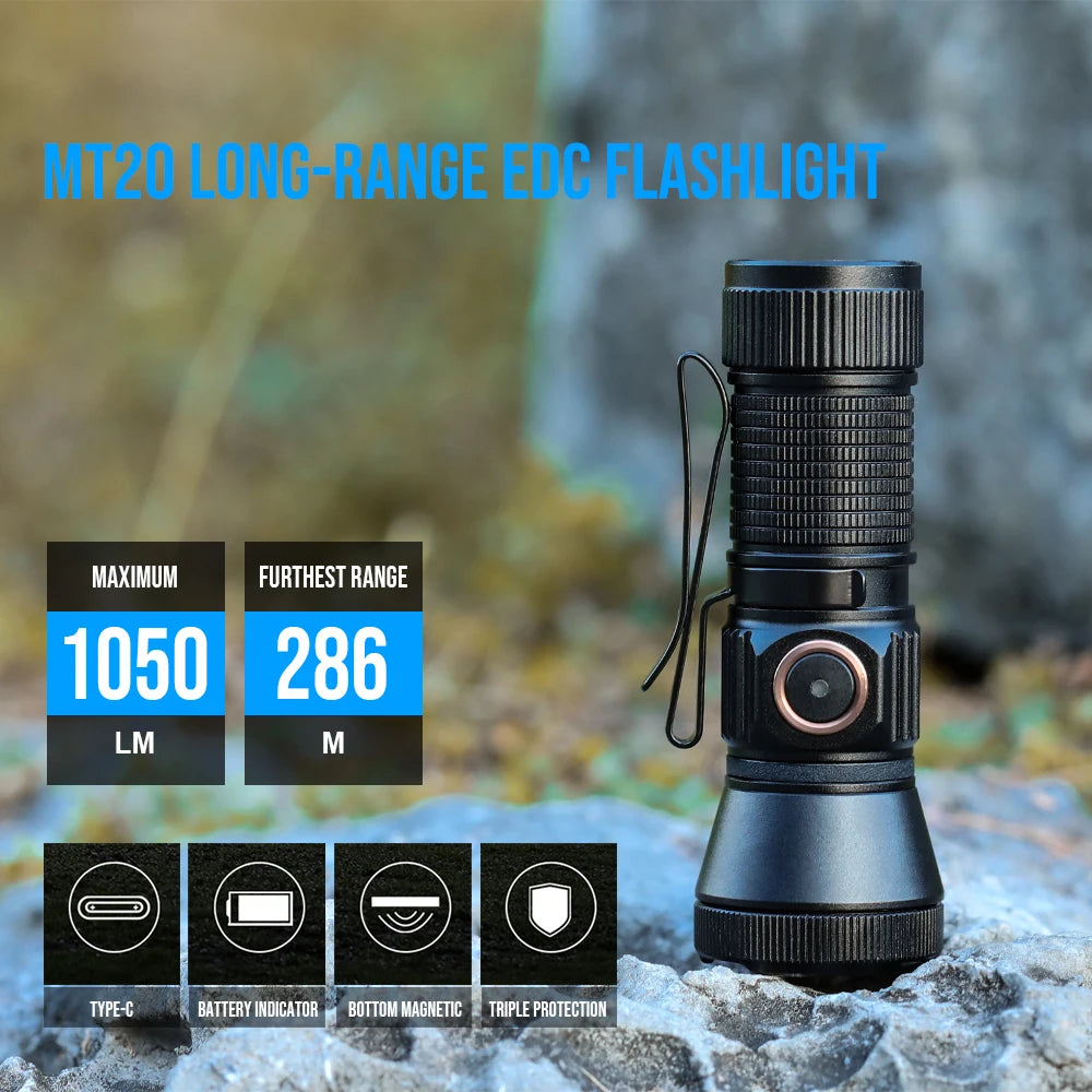 Linterna EDC Trustfire MT20 Recargable USB-C 1050 Lúmenes