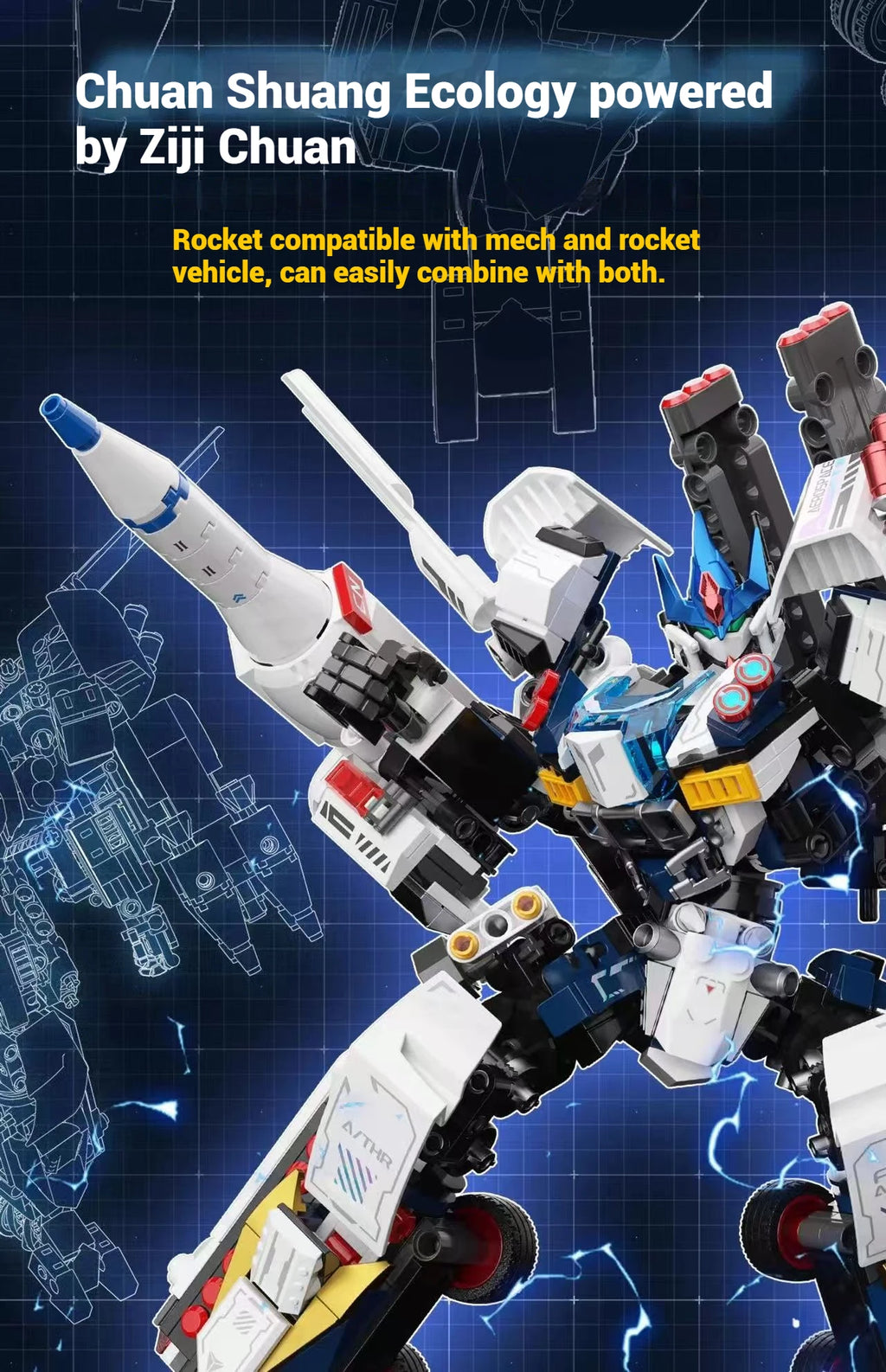 JAKI transformado Mecha coche misil militar cohete modelo de coche montaje, bloques de construcción Mecha juguetes de construcción, regalos de juguetes para niños