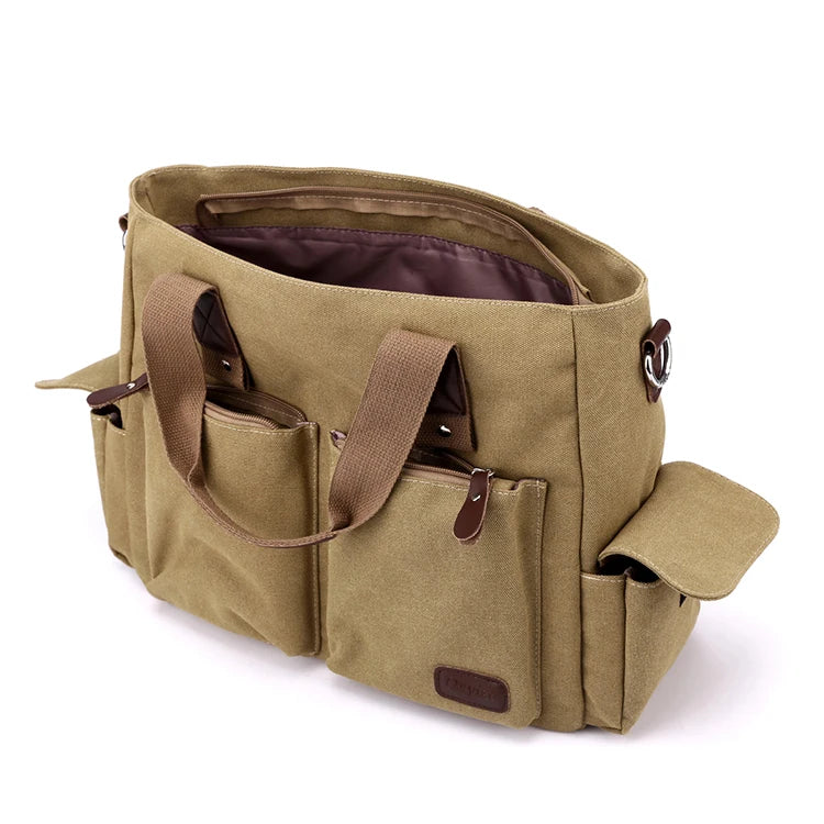 Bolso Bandolera Retro de Lona para Trabajo y Viaje