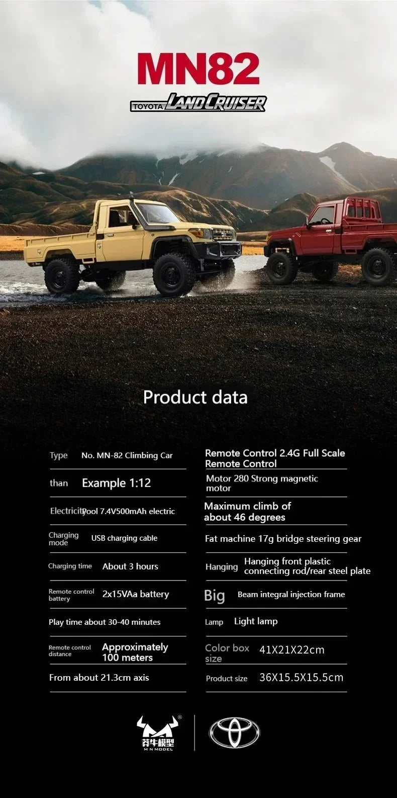 Crawler RC MN82 1:12 4WD Todoterreno con Mando