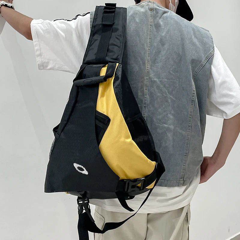 Bolso de pecho de gran capacidad, bolso cruzado con parte trasera lateral de gran capacidad, múltiples bolsillos, adecuado para deportes al aire libre, viajes y ciclismo