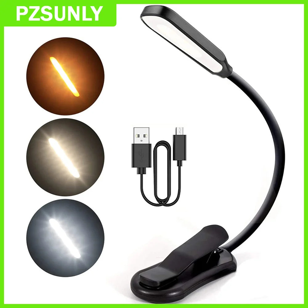 Luz de Lectura LED Clip Recargable USB 3 Niveles