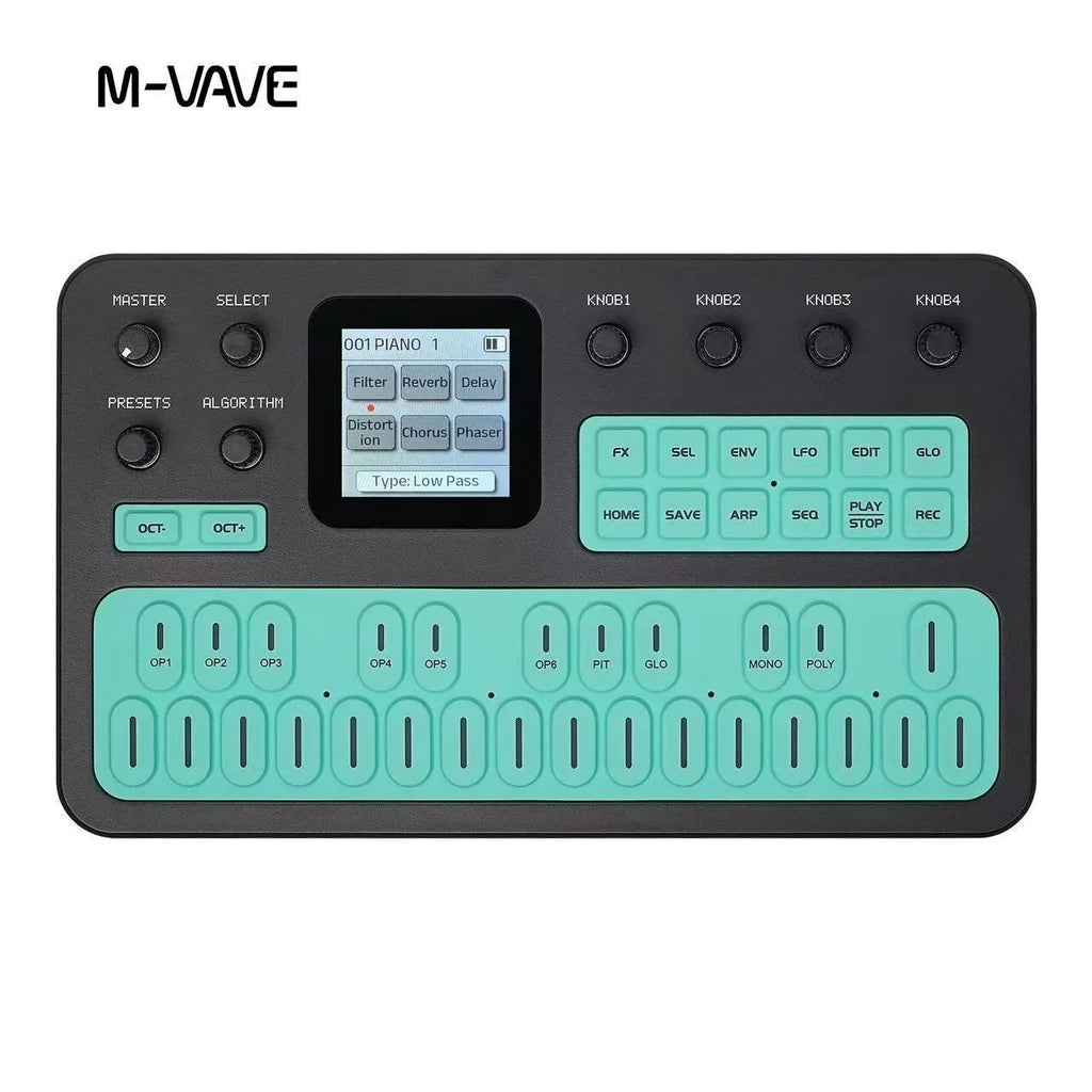 Sintetizador FM Portátil M-Vave FM-1, 6 Operadores, 32 Algoritmos, 128 Preajustes, Altavoz Integrado, Bluetooth, MIDI, Batería de 12h, Regalo Navideño