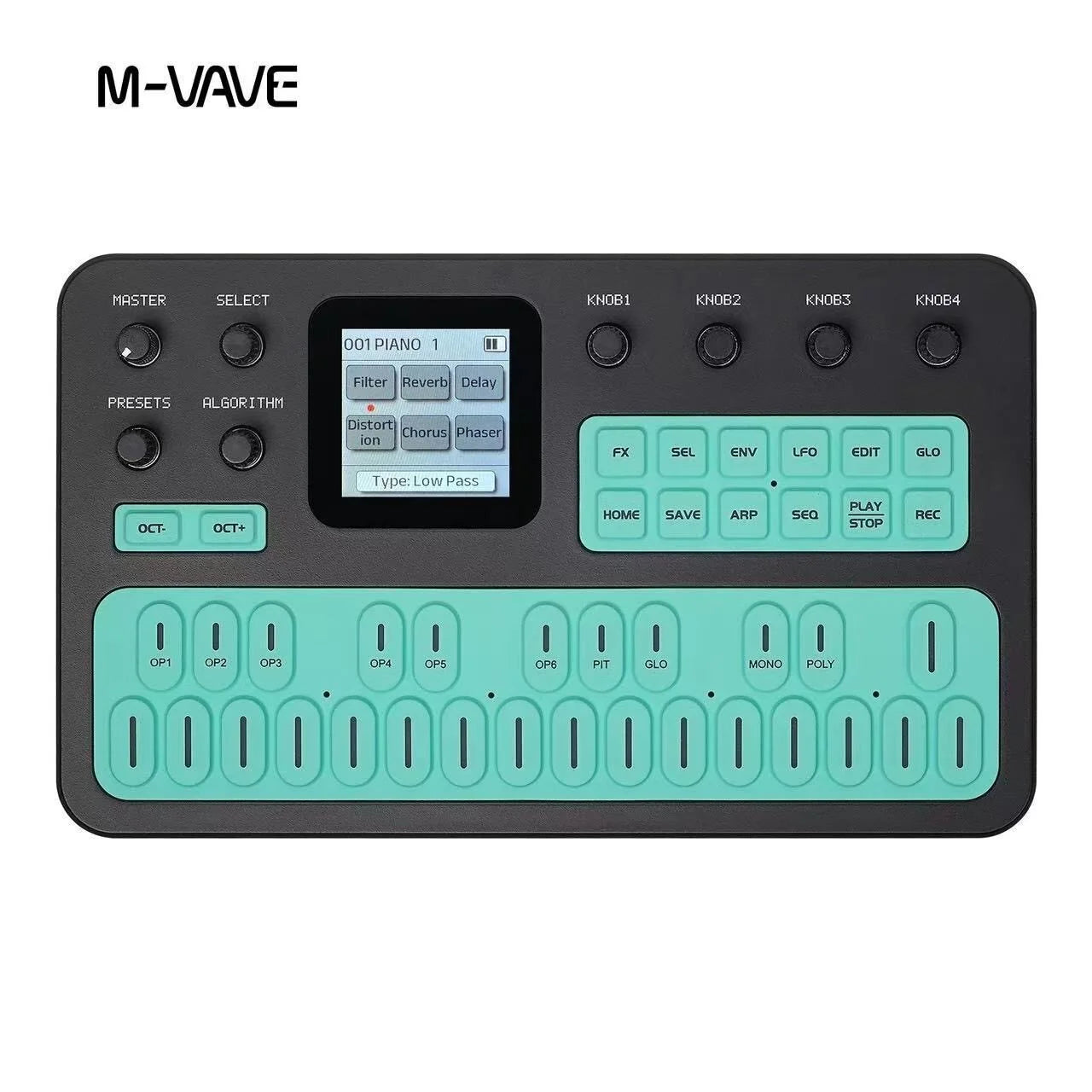 Sintetizador FM Portátil M-Vave FM-1, 6 Operadores, 32 Algoritmos, 128 Preajustes, Altavoz Integrado, Bluetooth, MIDI, Batería de 12h, Regalo Navideño