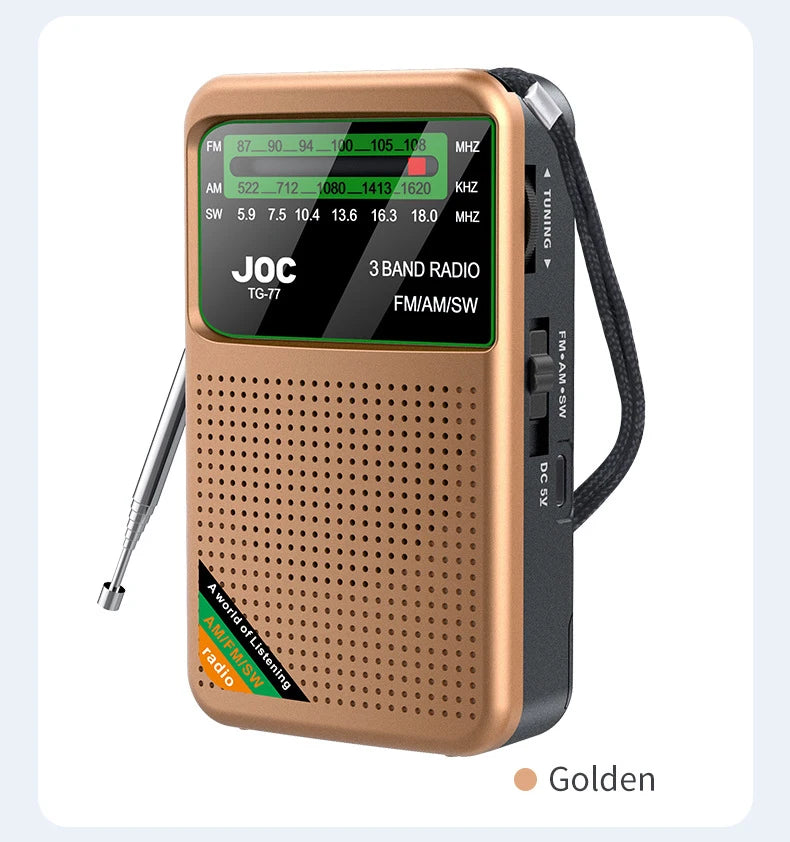 Radio Portátil FM AM SW de Bolsillo con Altavoz y Pantalla HD