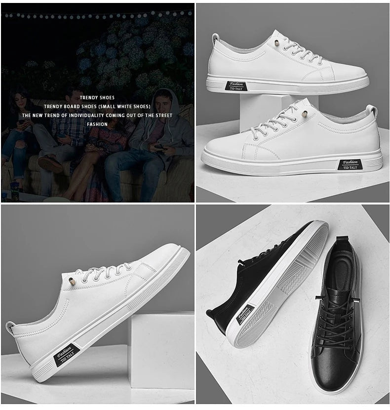 Zapatos casuales, zapatos deportivos de piel de vaca, zapatos planos, zapatos casuales clásicos para hombres, nuevos estilos de primavera y otoño, zapatos casuales de moda