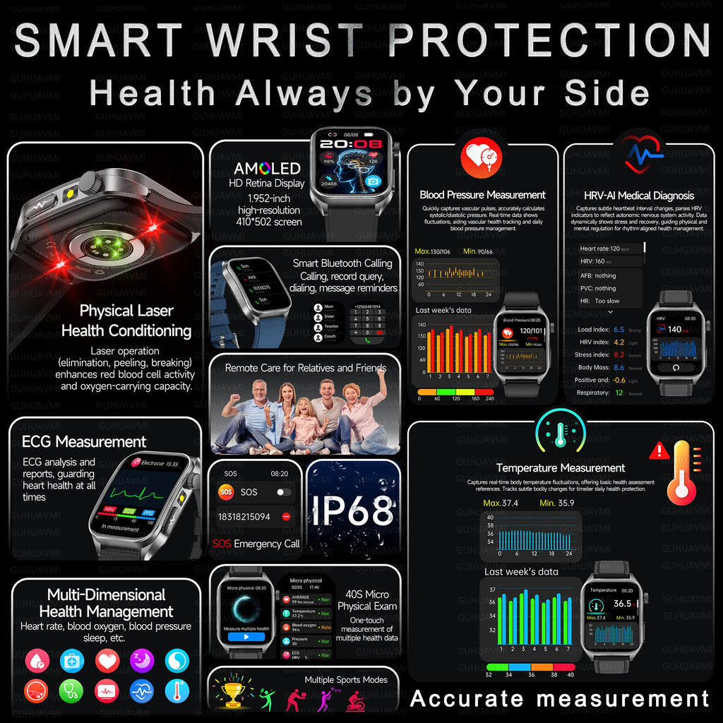Reloj Inteligente Terapia Láser Monitor de Salud