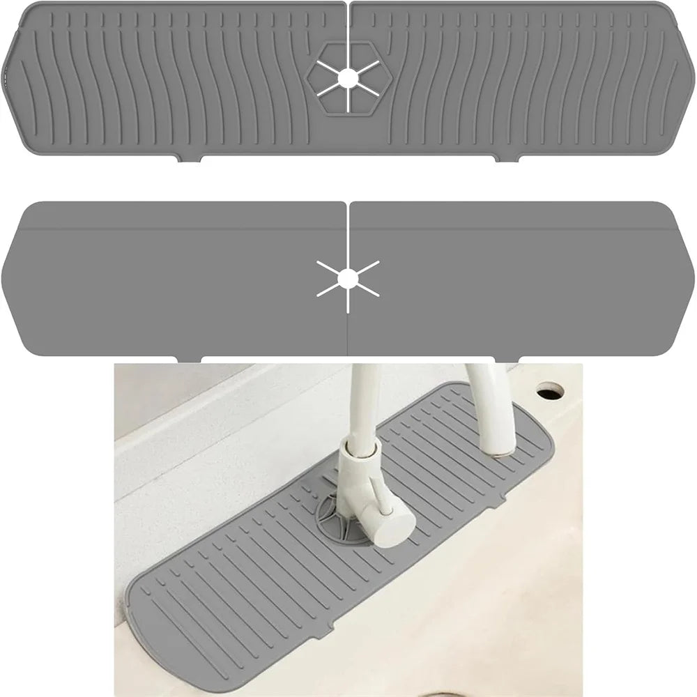 Esteras receptoras de agua para grifo de silicona, almohadillas de secado a prueba de derrames para fregadero de cocina, drenaje antideslizante y protector contra salpicaduras, estera colectora de agua