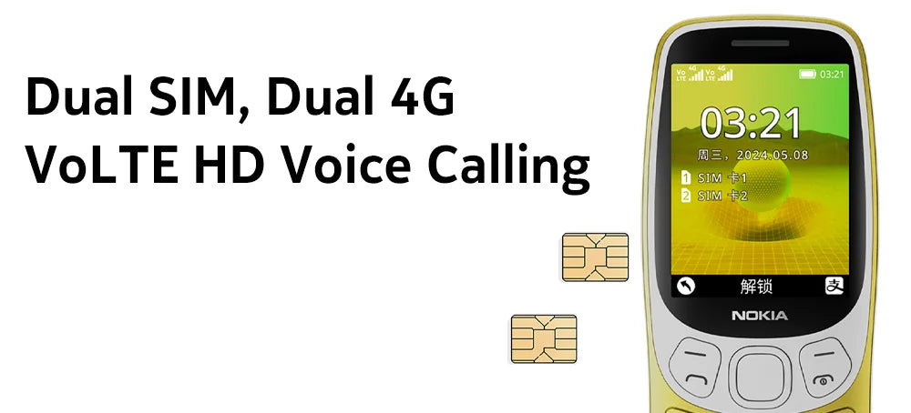 Nokia 3210 4G característica teléfono Bluetooth 5,0 Radio FM Dual SIM 2,4 "puerto tipo C 1450mAh mejor botón pulsador teléfono móvil nuevo
