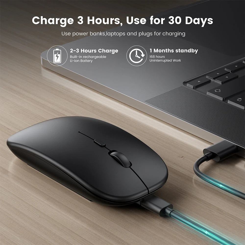 Ratón inalámbrico recargable, Bluetooth, ergonómico, Mini Usb, 2,4 Ghz, silencioso, Macbook, óptico, para ordenador portátil y Pc