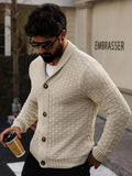Cárdigan de otoño e invierno para hombre, suéteres cálidos de punto con frente abierto, jersey de manga larga con cuello en V en color sólido para hombre