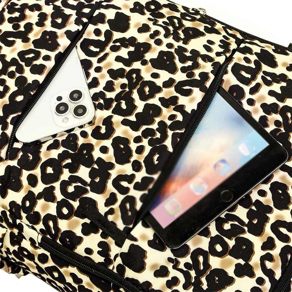Mochila de Viaje con Estampado de Leopardo de Gran Capacidad
