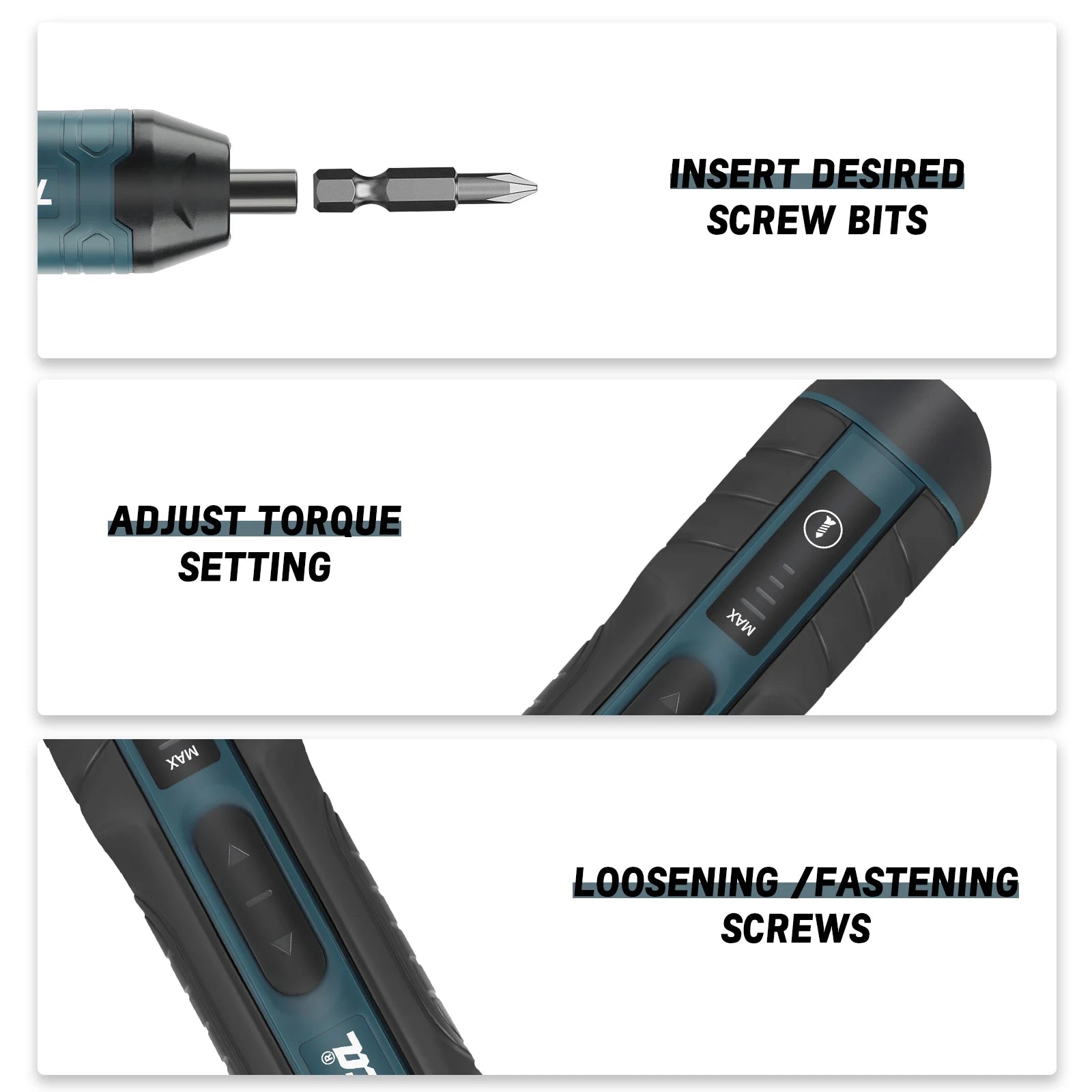 Destornillador Eléctrico Inalámbrico Makita |   3.6V 5N.m Torque |   Portabrocas de 1/4 de pulgada |   Batería de iones de litio de 1300 mAh. HT422