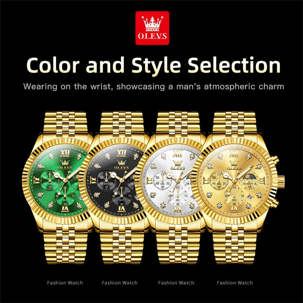 Reloj de Cuarzo OLEVS 2932 para Hombre con Cronógrafo y Diamantes