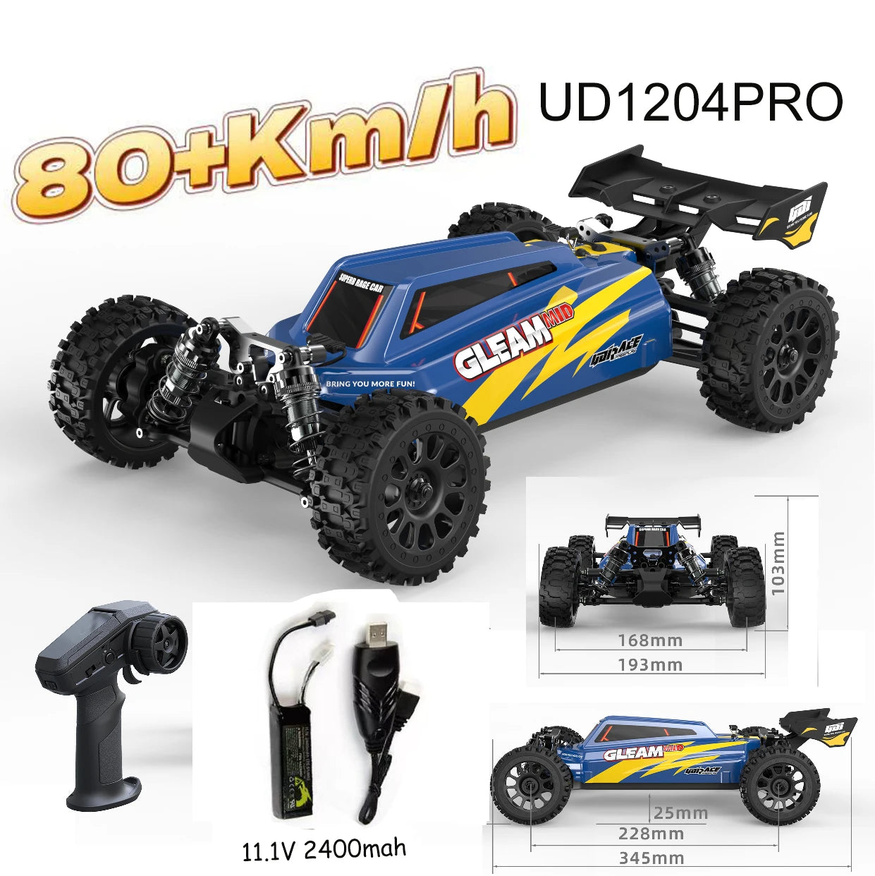 Camioneta RC 1/12 4WD sin Escobillas, Ultra Rápida, Todoterreno para Desierto