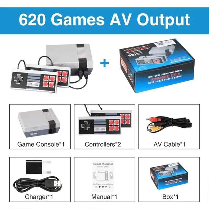 Consola de videojuegos familiar Retro para reproductor de juegos FC Home, salida AV, juego clásico FC620 integrado con mando con cable para niños