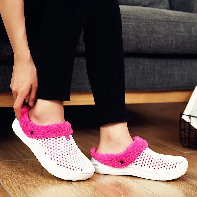 YRZL Zapatillas de invierno para hombre y mujer, zapatos cálidos para interiores, Pantoffels de algodón antideslizantes, zuecos informales, zapatillas de suelo para casa sin cordones para hombre