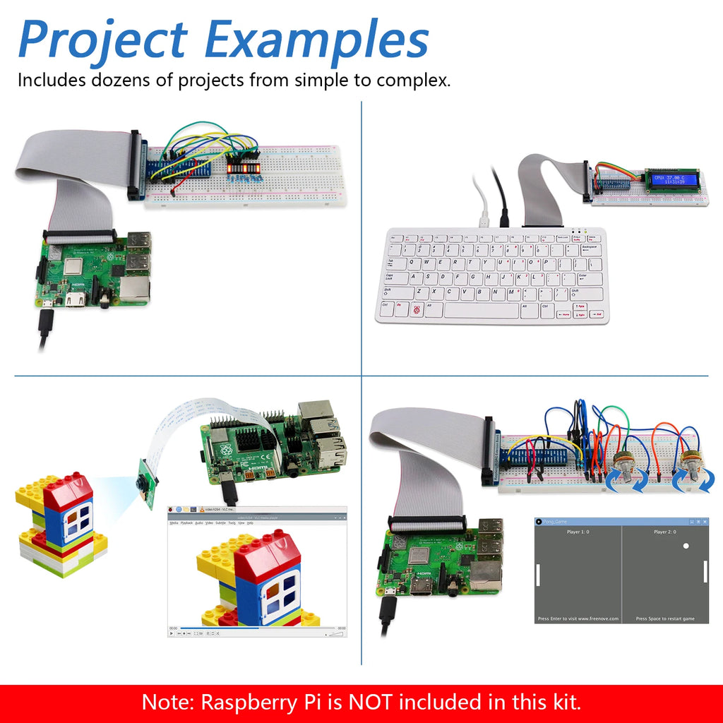 Freenove Kit de inicio completo para Raspberry Pi 5 4 B 3 500 Zero 2 W, tutorial de 1170 páginas, 386 artículos, 164 proyectos, altavoz de cámara
