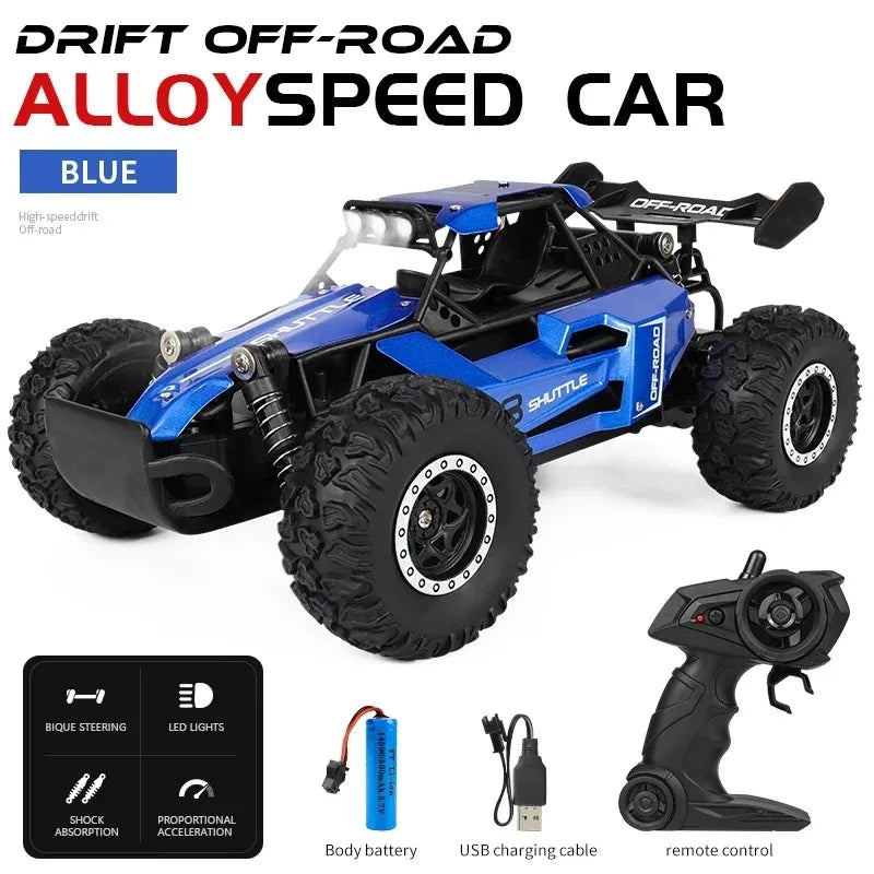 Coche RC 1:16 2WD con Luces LED, 20 KM/H, Todoterreno, Regalos para Niños