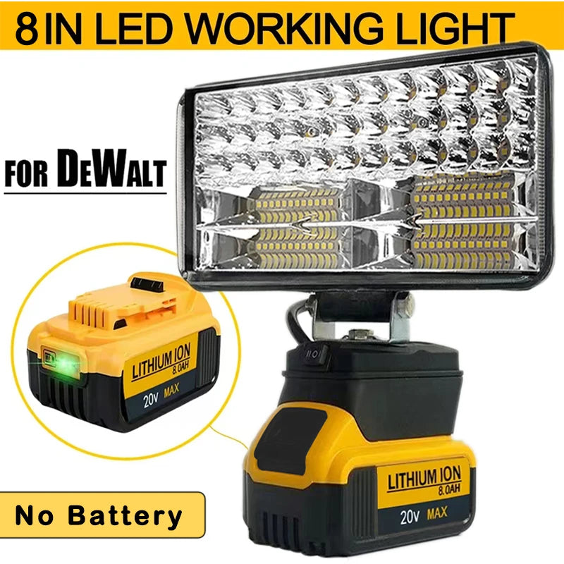 Lámpara LED Portátil de 3/4/5/8 Pulgadas, Foco Inalámbrico para Trabajo al Aire Libre, Pesca, Herramienta de Emergencia, Compatible con Batería Dewalt de 18V