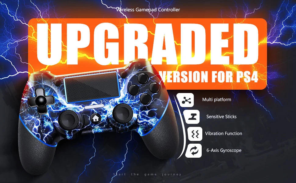 AceGamer Gamepad inalámbrico para controlador PS4, con cable USB C/dobles motores/giroscopio de 6 ejes/conector de audio de 3,5 mm/función de panel táctil