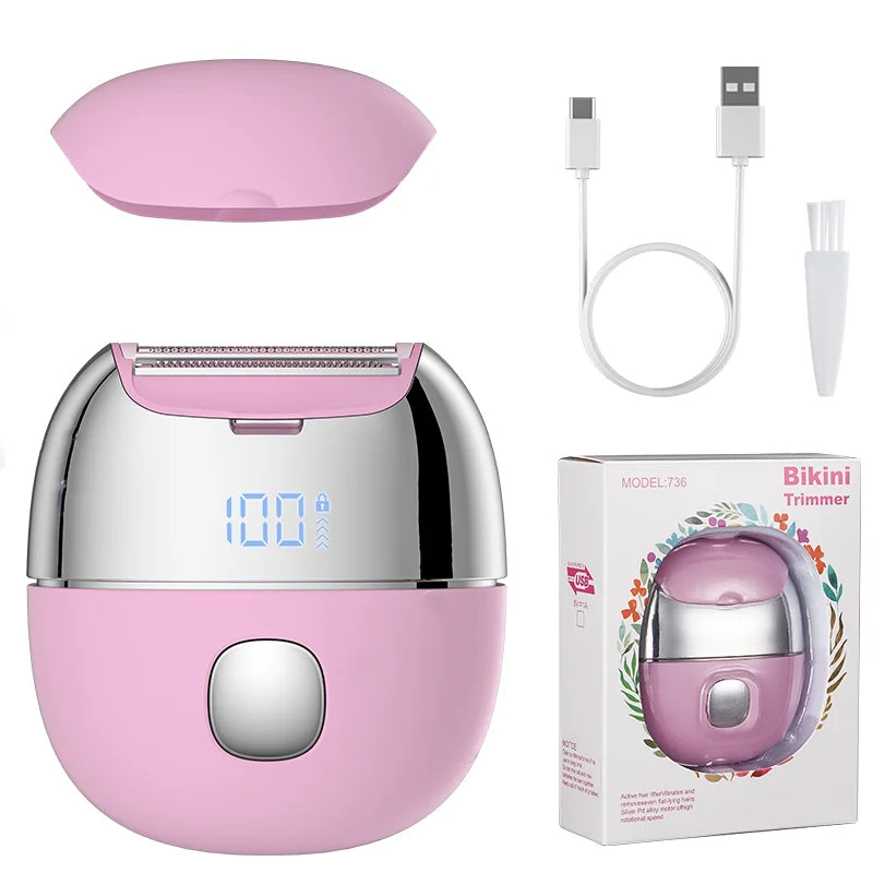 Maquinillas de afeitar eléctricas para mujer, afeitadora de pelo corporal recargable por USB, recortadora de Bikini para mujer, depilación de doble hoja para piernas y axilas