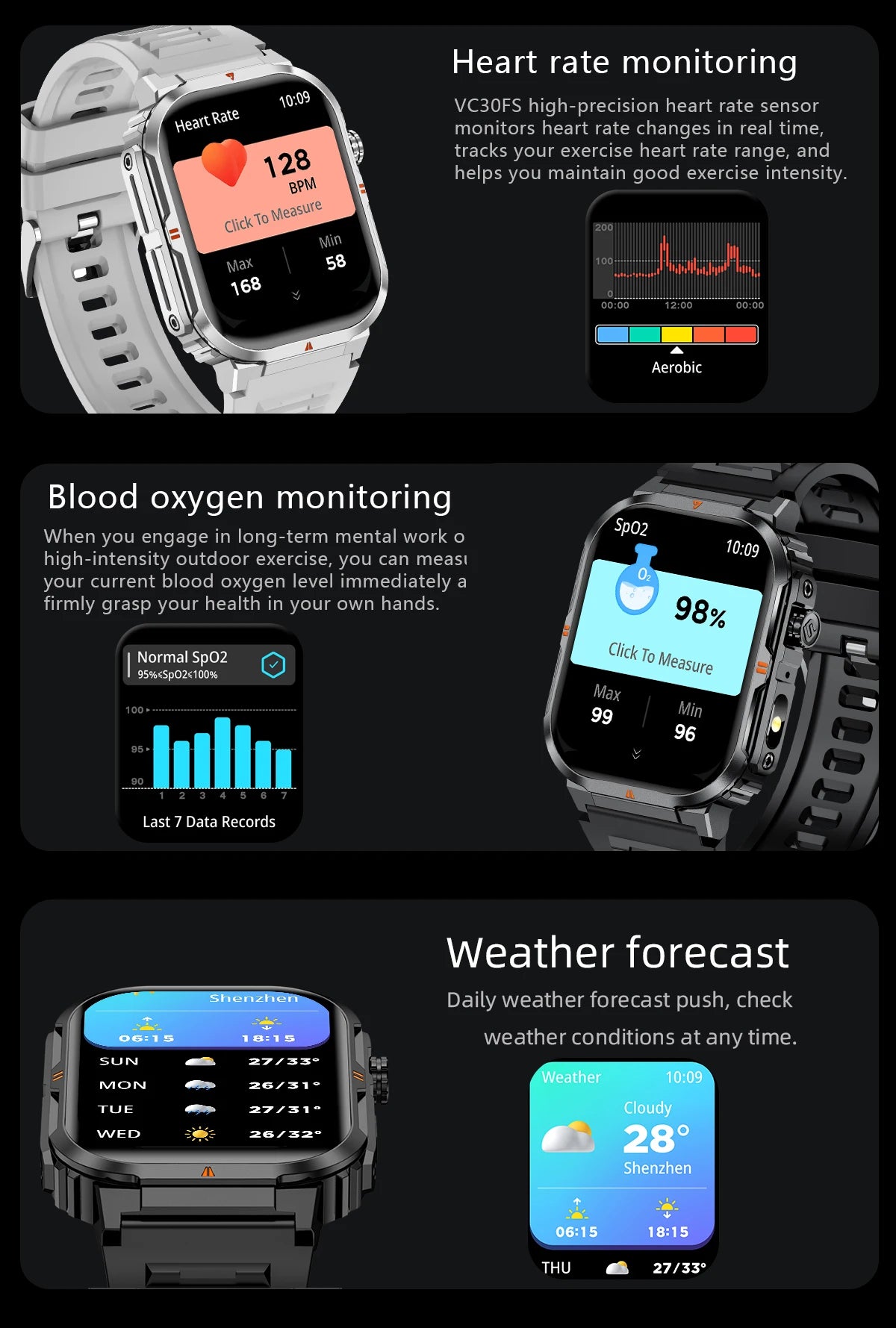 LIGE Reloj Inteligente Linterna LED Militar
