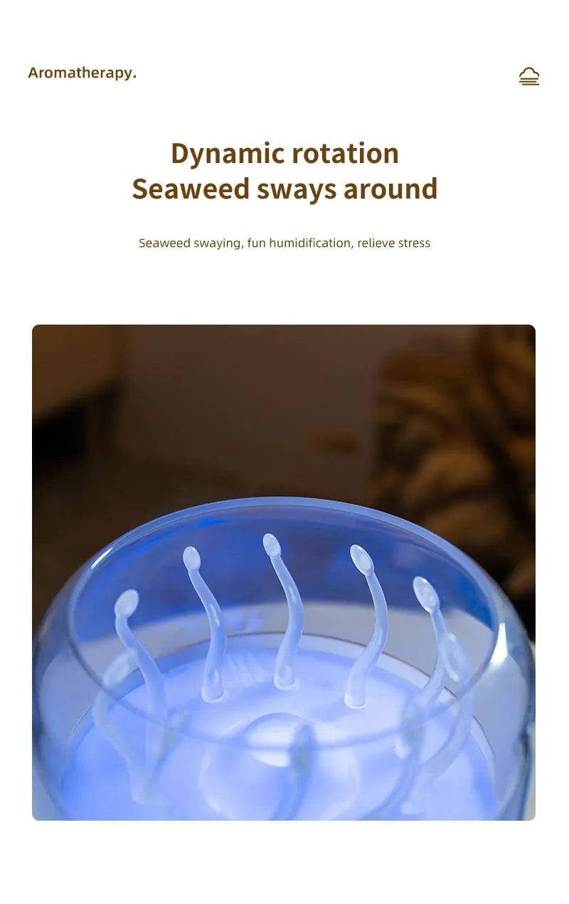 Humidificador de aire para dormitorio, difusores de aromaterapia ultrasónicos giratorios de hierba marina de 280ML, generador de niebla, aroma de aceite esencial de fragancia