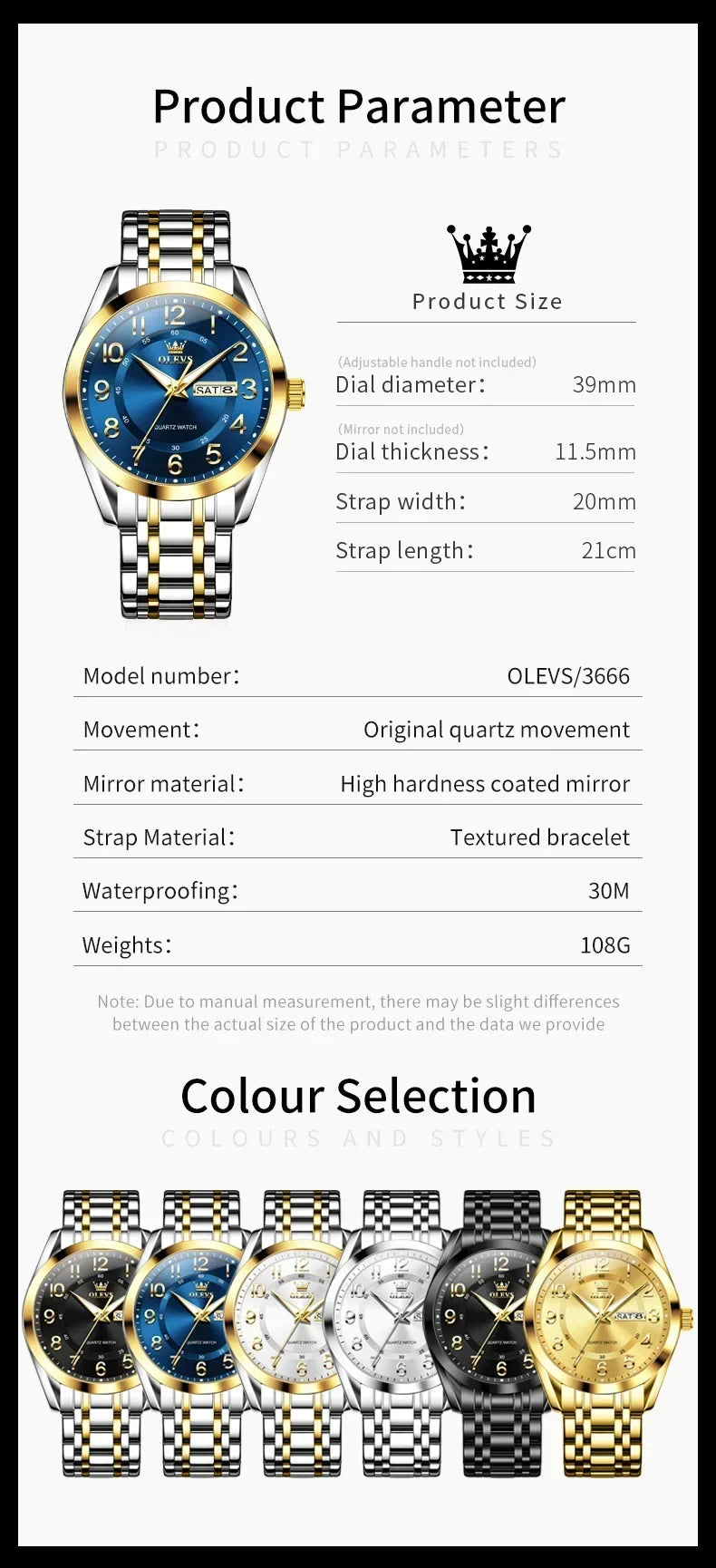 Reloj de Cuarzo para Hombre OLEVS 3666 Luminoso Acero Inoxidable