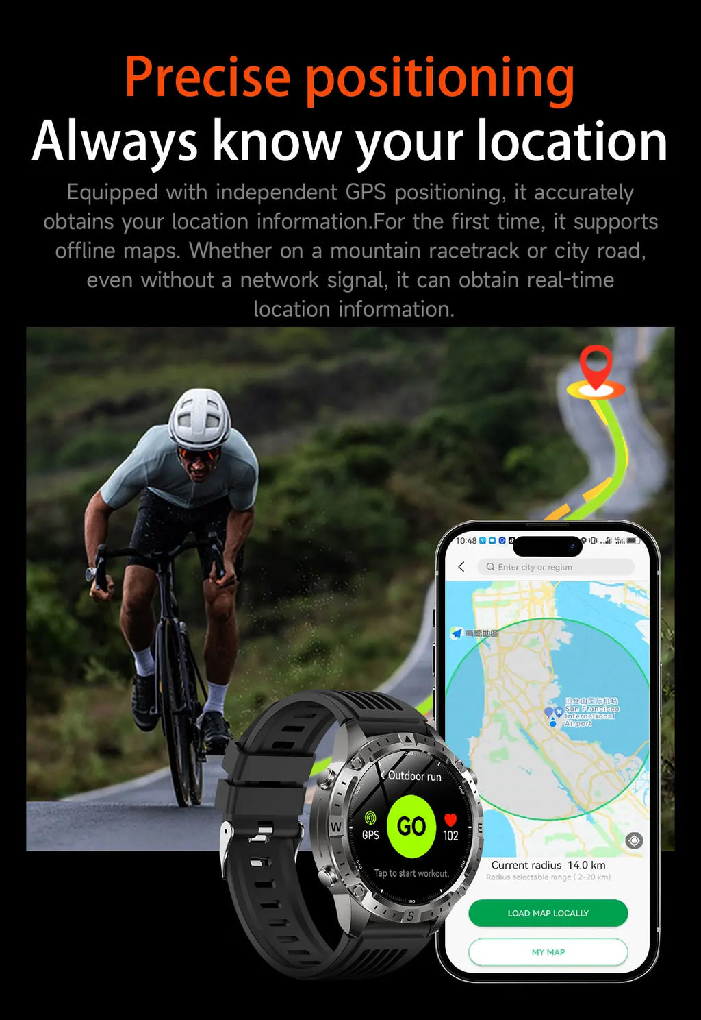 Reloj Inteligente Deportivo con GPS, Mapa Offline y Pantalla AMOLED