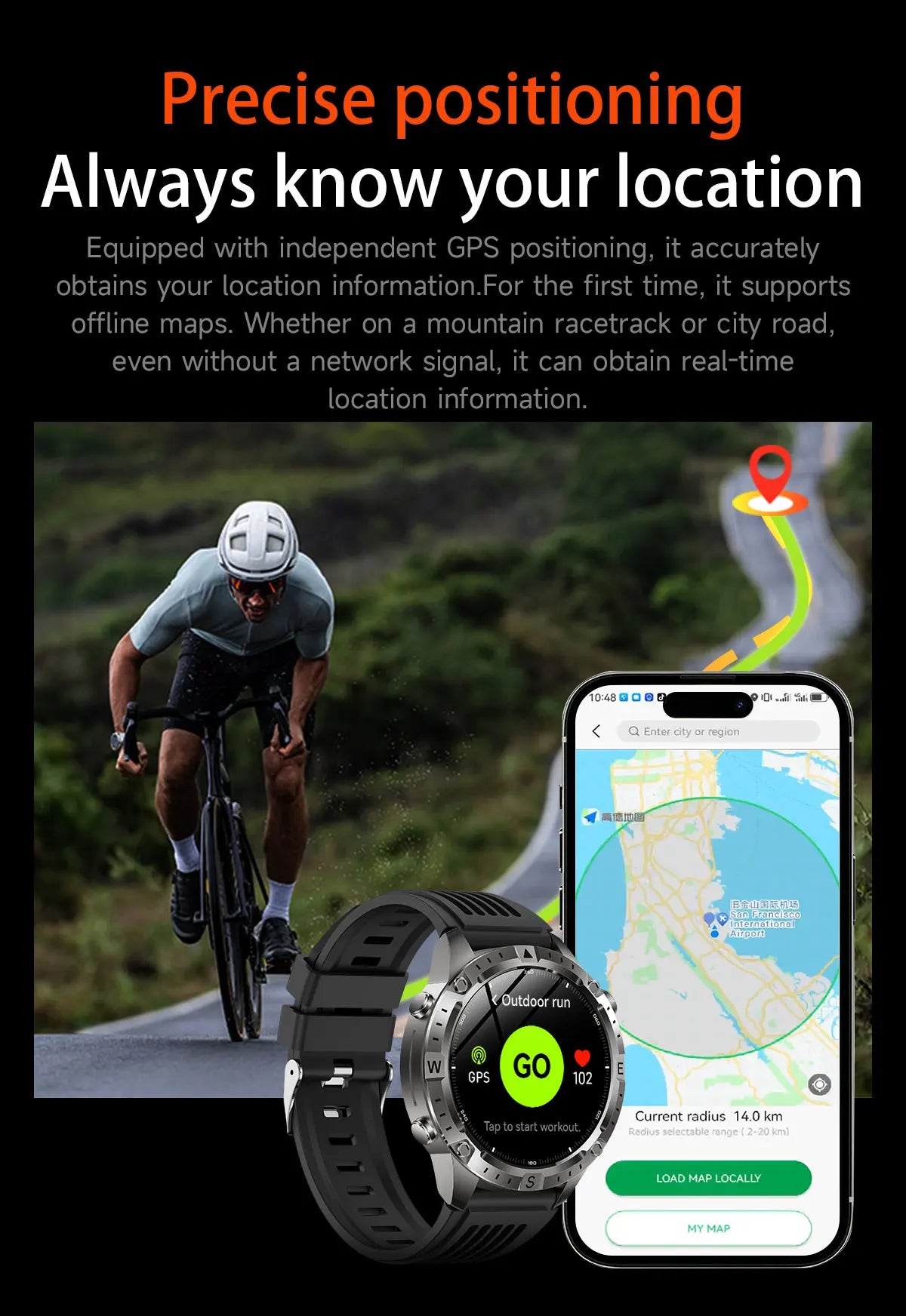 Reloj Inteligente Deportivo con GPS, Mapa Offline y Pantalla AMOLED