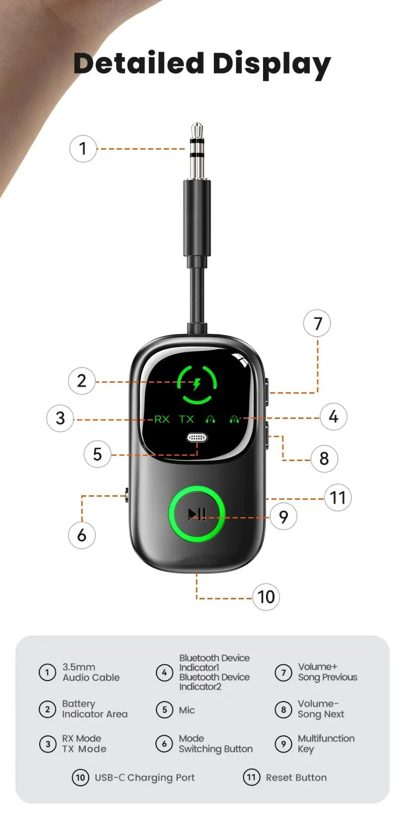 Nuevo receptor/transmisor de audio Bluetooth 5,4, adaptador Bluetooth para televisores, auriculares, coches y otros dispositivos con un conector de 3,5mm